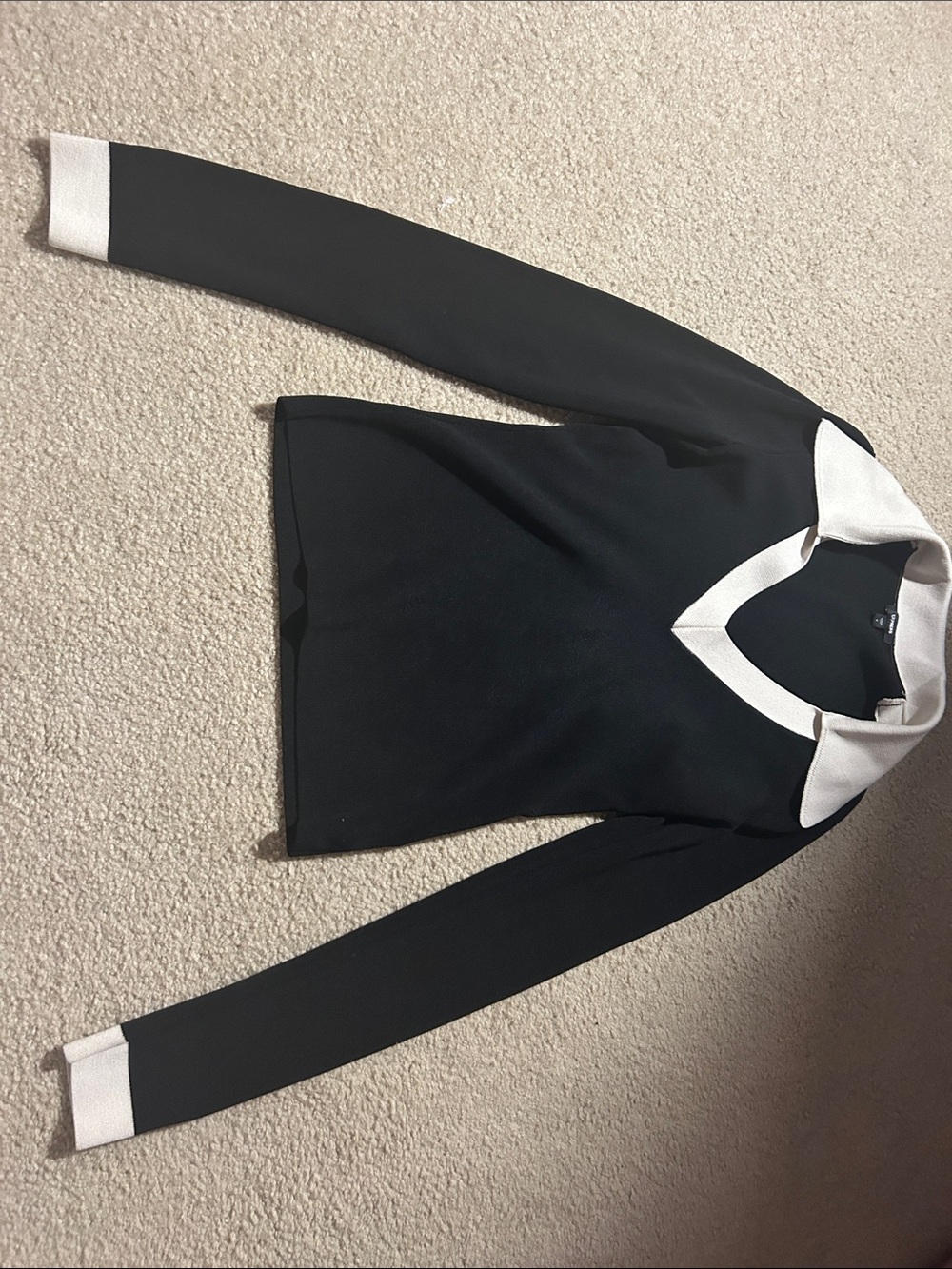 EXPRESS Black and White Contrast V-Neck Sweater